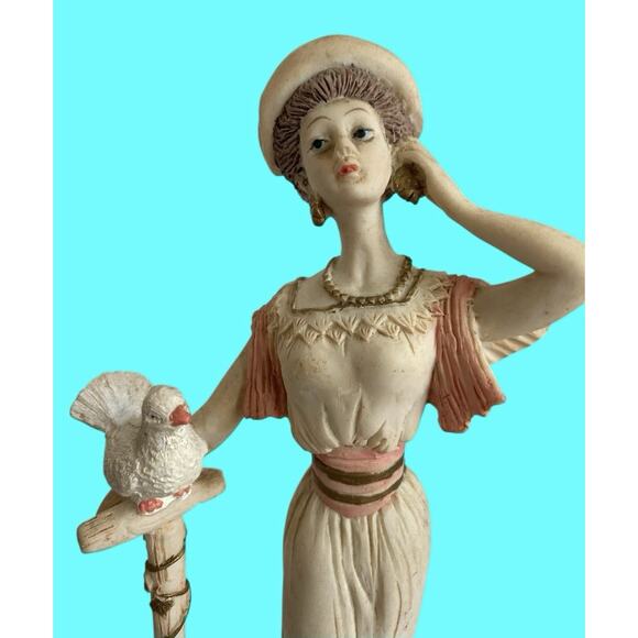 Artmark Marlo Collection, Lady With Bird Figurine Victorian Dress Resin 9” Tall - Picture 6 of 6